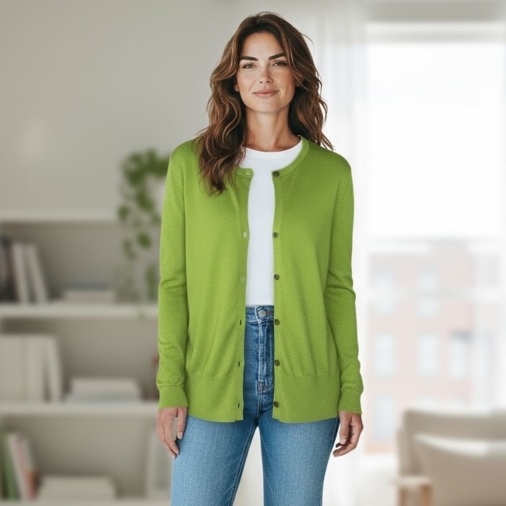 Evie Grass Green Cardigan Womens Size Large Long Sleeve Knit Button Front NWT